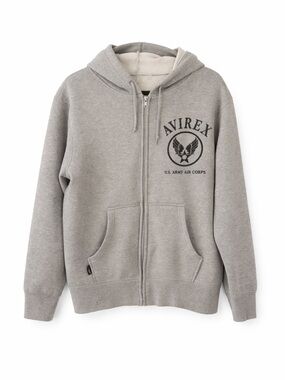 Avirex Rare Vintage Men’s Gray Full-Zip Hoodie with U.S Military Crest Size XL